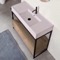 Modern  Console Vanity, Pink Ceramic Sink, 43